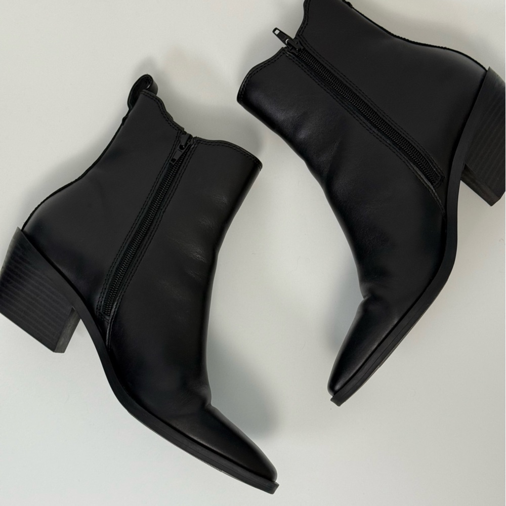 Open Edit Stylish Black Chelsea Ankle Boots Low Heel Women Size 9